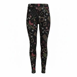 LuLaRoe Black Leggings with Pink and Cream Accents